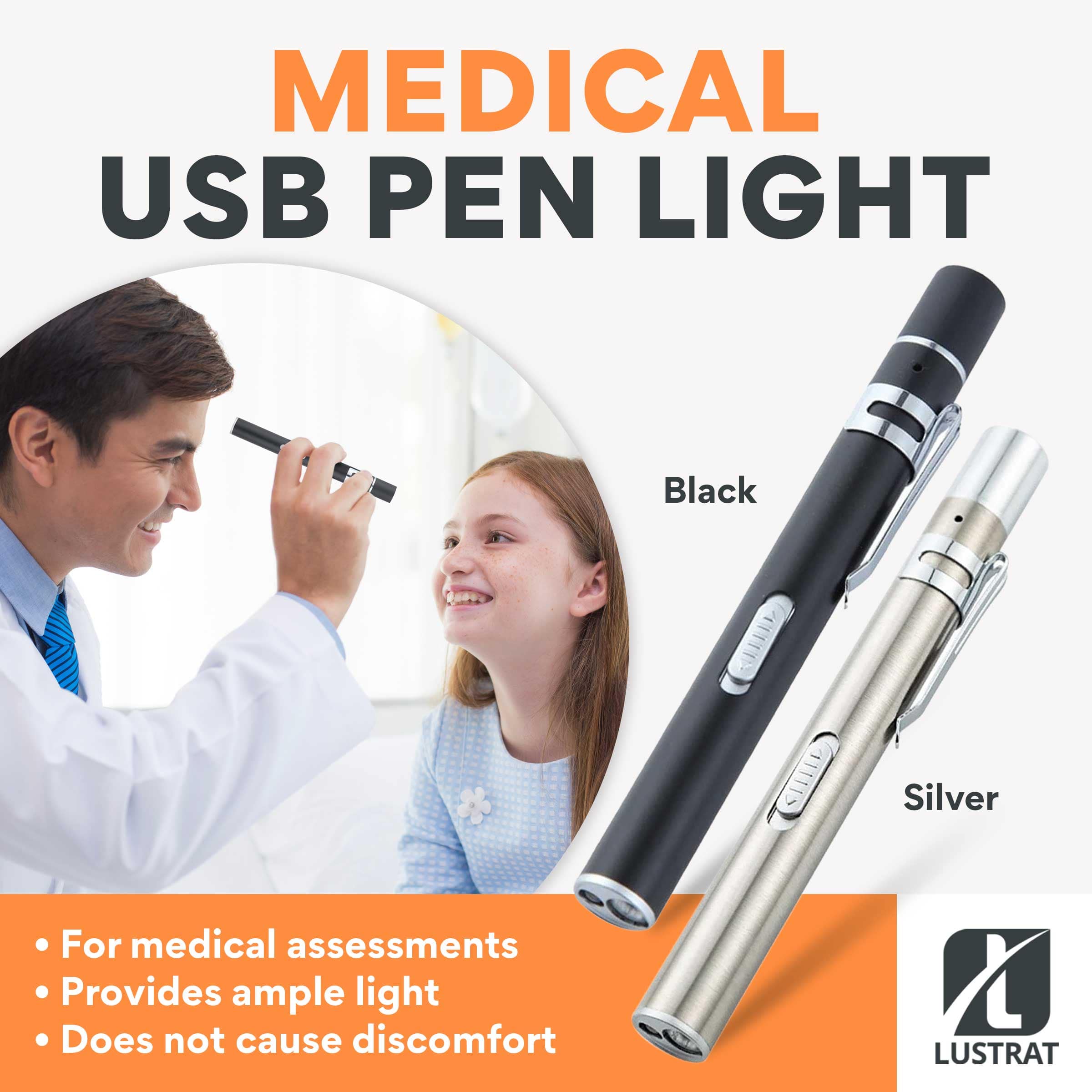 WONDSUNSON 2 x Dual Lights White Yellow LED Pen Lights USB Rechargeable  Medical Handy Penlight Mini Nursing Flashlight LED Torch Lamp with Clip  Pocket